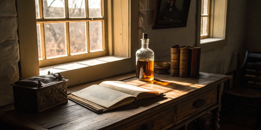 A bottle of Mary Dowling bourbon and a book telling the story of the mother of bourbon.