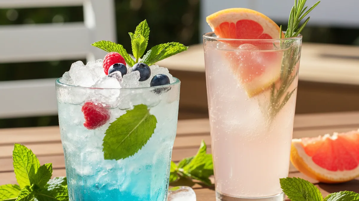 Refreshing summer bourbon cocktails with fresh fruit and herbs