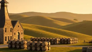 Historic bourbon distillery landscape honoring women who shaped the whiskey industry